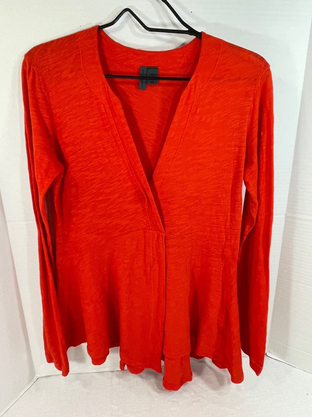 Left of Center Women's XS Long Sleeve V-neck Crossover Top Orange Feminine